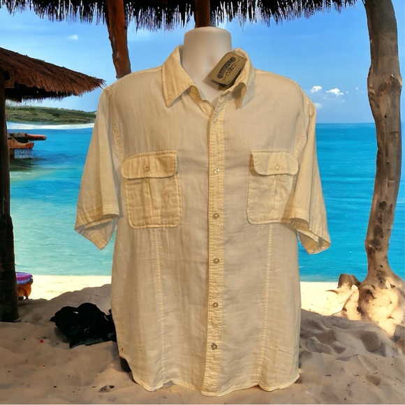 NWT Linen Margaritaville Button Down Short Sleeve Shirt - Picture 1 of 4